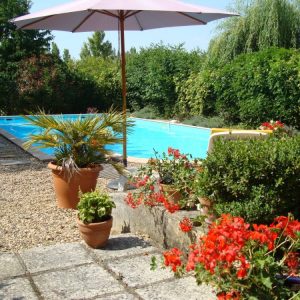 12x6 m fenced pool with raised sun terrace